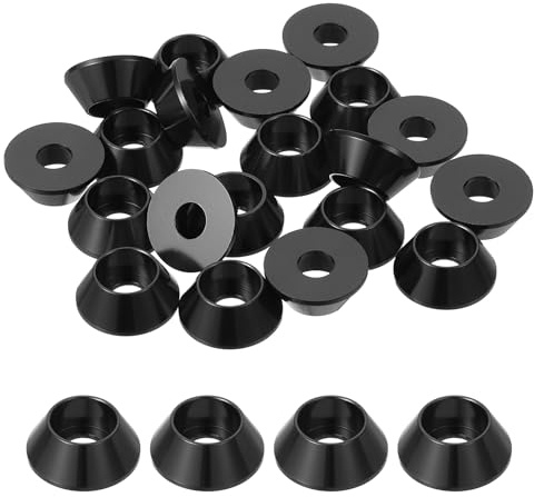 QUARKZMAN Arandelas Cónicas M6, Juntas De Aluminio Anodizado Arandelas Cónicas Para Tornillos Accesorios De Modelos RC/FPV/PC/Drone/Mecánicos, Paquete De 20 (Negro)