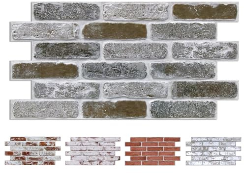 COMSTICKC Panneaux Muraux 3D Adhesif Brique, 12 Pièces, Dalle PVC Adhesive Murale, Papier Peint 3D, Revêtement Mural 3D, 58 x 30 CM, Pour Salon, Chambre, Cuisine et Décoration Intérieure