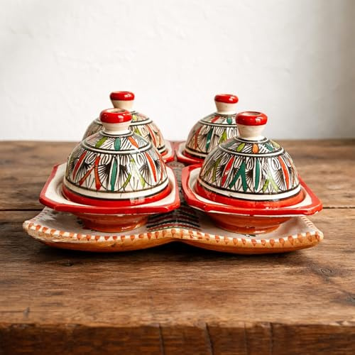 Generico Apéritif carré avec Mini Tajine en céramique terre cuite - Artisanat marocain 2901261215