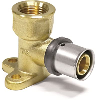 Pipetec Pressfitting Wandwinkel 16x2 1/2 Zoll IG 78mm Wandscheibe TH Kontur Verbundrohr, DVGW, TH-Profil