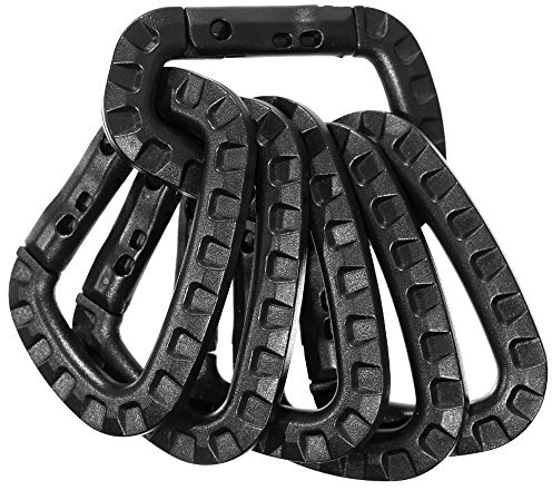 PARACORD PLANET Taktisk Karbinhake Nyckelring (6-pack, svart) - Hållbara plastkarbinhakar