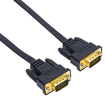 DTech VGA Cable 5m 15pin Computer Monitor Male to Male Cable Ultra Slim Gold Plated Connector SVGA PC Projector HDTVs Laptop Wire Black
