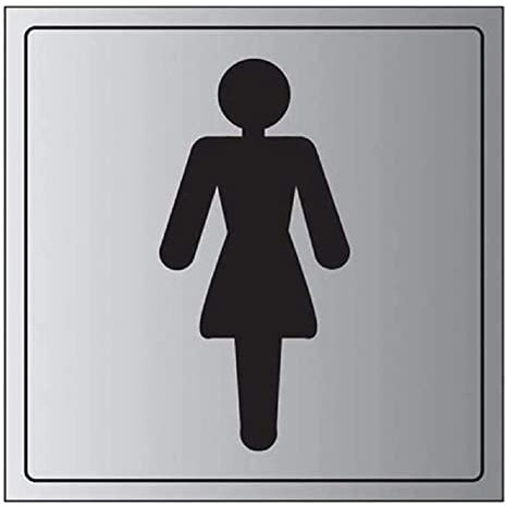 V Safety General Door-Ladies Toilet Sign - 150mm x 150mm - Self Adhesive Alu Effect
