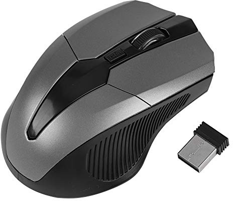Mouse ottico wireless 2.4G, mouse cordless a scatto silenzioso 2.4G Mini, design ergonomico Tecnologia di posizionamento ottico Mouse, con mini-ricevitore intelligente per PC Computer Laptop(Grigio)