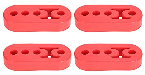 12mm Auspuff-Gummihalter,auspuffgummi, Schalldämpfer Schalldämpfer, 4 Stück Universal 4-Loch 12mm Polyurethan verstellbarer Schalldämpfer Auspuffaufhänger Rot