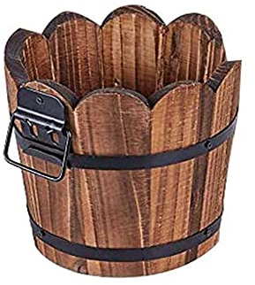 Colrid Holz Blumentöpfe, Pflanzgefäß, Pflanzkübel, Runder, Natürlich, Handgefertigt, Sicher für Den Menschlichen Körper, Dauerhaft, mit Drainageloch, für Blumen, Haus, Garten, Balkon