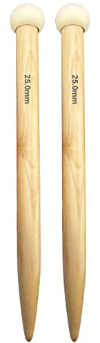 Weabetfu Large Size Bamboo Knitting Needle Straight Single Pointed Thick Knit Needles 13.8-inch Length Jumbo Knitting Needles for Huge Chunky Yarn Handmade DIY Knitting,US Size 36(20mm)
