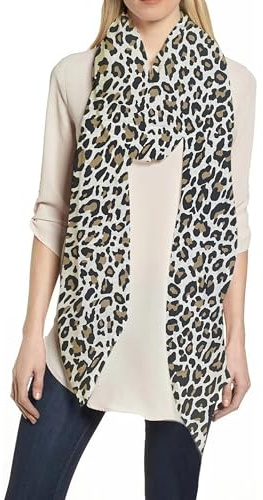 Lina & Lily Damen Schal mit Leopard Neon