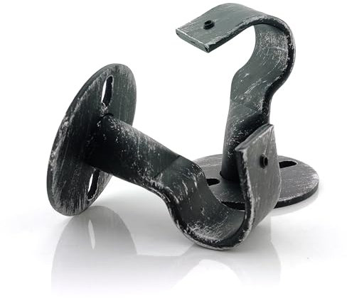 GIRASOLE HOME Staffa Aperta per Asta da Tenda 2 Pezzi Supporto per Soffitto e Parete in Ferro Resistente per Bastoni dal Diametro di 18-20 mm (Nero e Argento)