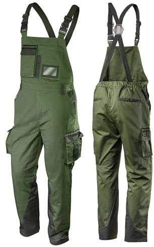 NEO TOOLS Latzhose CAMO Olivgrün Heavy Duty Arbeitshosen Arbeit Werkstatt Größen S-XXL (XS)