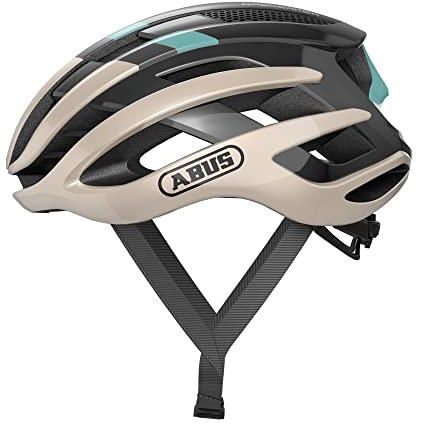 ABUS Rennradhelm AirBreaker - High-End Fahrradhelm für den professionellen Radsport - für Jugendliche und Erwachsene - Helm für Damen und Herren - Gold/Türkis, Größe S