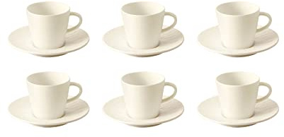 Villeroy & Boch Manufacture Rock Blanc Mokka- / Espressotassen mit Untertassen, 6er Set, 60 ml, Hochwertiges Geschirr in Schiefer-Optik, Premium Porzellan, Spülmaschinen- / Mikrowellengeeignet, Weiß
