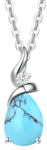 FANCIME Solid 14 karat 585 vitt guld hänge kedja med droppar granat/ametist/akvamarin/smaragd/rubin/opal och äkta diamant presentsmycke för kvinnor, 925 silver kedja: 40 + 5 cm, Ädelsten Diamant,
