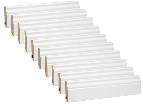 KGM Hamburger Sockelleiste Altberliner Profil – Berliner Leiste - Weiß folierte MDF Fußbodenleiste – Maße: 2400 x 19 x 60 mm – 20 Stück