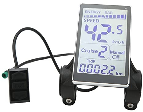 Yosoo Health Gear Fahrradcomputer, Tachometer Fahrrad, Elektrofahrrad LCD Display 24V 36V 48V 60V 5 Pin Display Universal E Scooter M5 LCD Panel Bildschirm für 31.8 22.2mm