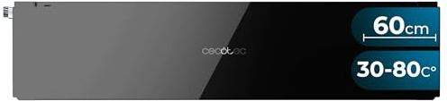 Cecotec Piastra Scaldavivande Vetro Integrato 60cm Bolero Hexa WD Glass Black. 470W, Temperatura Regolabile 30-80 Gradi, Controllo Meccanico, Tappetino Antiscivolo Interno, Nero