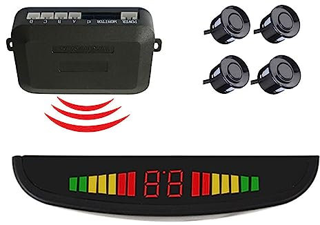 MASO Radar di retromarcia wireless per auto con kit 4 sensori, Radar di retromarcia wireless per auto DC 12V 0,3-2,0 m/11,81-78,74 pollici