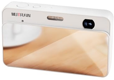 MUTRAIN Slide Open Digital Point and Shoot Kamera mit Spiegel, 1080P Fotografie Praxis, White, X10, 32G……