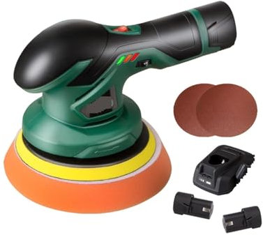 pulidora de Autos Pulidor de automóviles sin cable 12V inalámbrico Dar Máquina de pulido de automóviles Sin escobillas Acción DUAL COMADURA FREE 2 UNIDS Batería de litio (Color : Polisher)