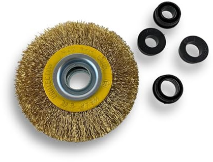 Kibros Lot 10 brosses circ. touret LAITON fil souple Ø 100 mm 3 rangs | Fil souple 0.20 mm ondulé, alésage 16 mm, pour meuleuse affûteuse ponceuse, décapage ébavurage brossage polissage.