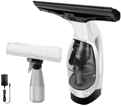 Wiederaufladbarer Fenstersauger,Fenstersauger mit Gummiabstreifer,3 in 1 Schnurloser Fensterreiniger mit Wassertank für Fenster,Fliesen,Glas,Spiegel