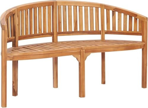 GYDUHYE Bananenbank aus massivem Teakholz, massives Teakholz, Gartenbank für den Außenbereich