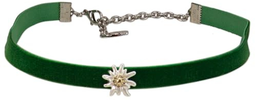 Alpenflüstern Trachten-Samt-Kropfband Strass-Edelweiß Greta mini - Trachtenkette enganliegend, Kropfkette elastisch, Damen-Trachtenschmuck, Samtkropfband schmal (in traditionellen Farben) DHK330