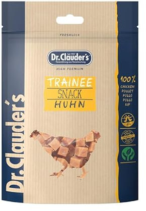 DR.CLAUDER'S - Trainee Snack | Leicht verdauliche Snacks aus 95% Fleisch mit Inulin für Hunde und Katzen. Nährstoffreiche Leckerlis im Frischebeutel | 80g Huhn