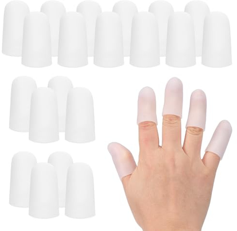 PATIKIL Fingerhylsskydd, 20 st silikonfingersängar, skydd, tumskydd, gel fingerskydd för reparation, sport, 4 x 2 cm, vit