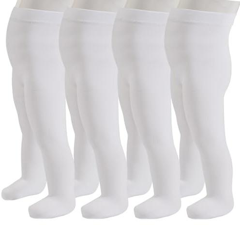 PIKY PACK 4 paires de collants microfibre pour bébé, collants nouveau-né 40 deniers, 3-24 mois, fabriqués en Italie (FR/ES, Âge, 12 mois, 4 Paires Blanches)