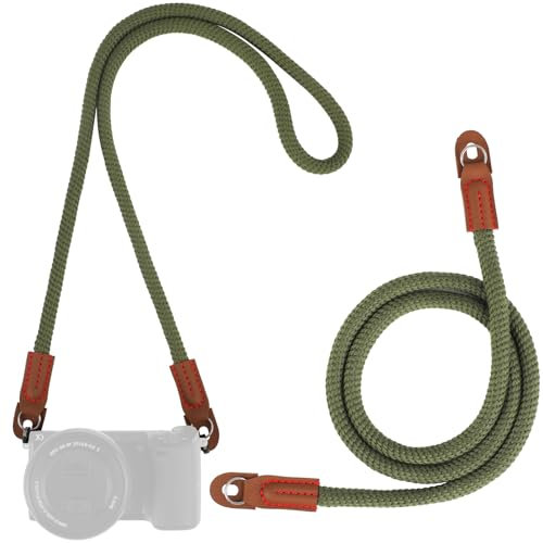 Windfromort Sangle Appareil Photo - Camera Strap - Sangle pour Appareil Photo, Nylon Résistant, Longueur Réglable, avec Fermeture Rapide, Compatible avec Appareils DSLR, SLR et Hybrides (Vert)