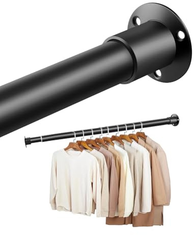 Wardrobe Rail,Extendable Wardrobe Pole 130-208cm,Adjustable Heavy Duty Clothes Rail Pole, Black Telescopic Closet Hanging Rail for Wardrobe,Balcony,Bathroom