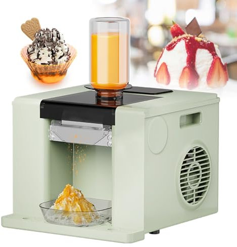 Tritaghiaccio Professionale A Forma Di Fiocco Di Neve - Macchina Automatica Per Granite Con Mandrino In Acciaio Inossidabile, Serbatoio Rimovibile Da 750 Ml + Vassoio Di Raccolta,Green