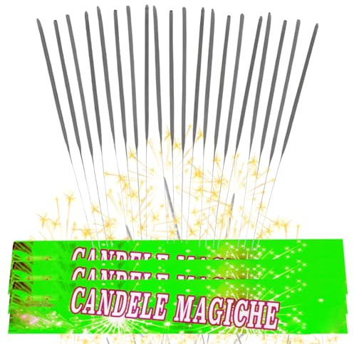 48 Candeline Magiche 37 cm Scintille Luminose - Kit 1 Confezione di Bastoncini Scintillanti - Perfette per Matrimonio, Compleanno, Capodanno, Feste All'aperto e Party - Cat.1 (F1)