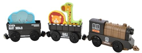 Trenino Elettrico per Bambini, Trenino Giocattolo Regali Bambini, Locomotiva ad Azione a Batteria con 5 animali, Collegamento Magnetico Locomotiva per Bambinis Ragazzo Ragazza
