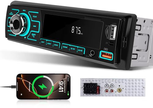 Hikity RDS Single Din Car Radio Built-in Double Bluetooth Hands-free, Car Stereo with APP Connection, USB Charging, FM/AM, MP3 Player Supports 2 USB/AUX/TF