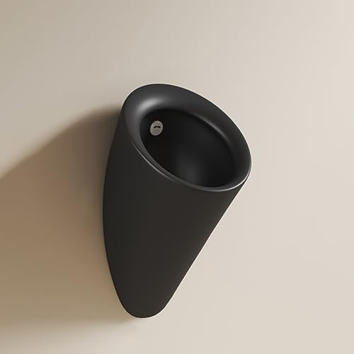 Intelligentes Wand-Urinal mit Sensor für Männer, Porzellan Pissoir Gewerbliche Urinale mit Auswaschfunktion für Männer, für Garten Toilette Haus, Camping, Baustelle(Black)