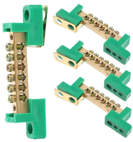 Hemobllo 4 pièces Barre de Mise à Terre Cuivre Positions Bornier Robuste Haute Conductivité pour Tableau Électrique Résidentiel et Industriel Séparation Neutre