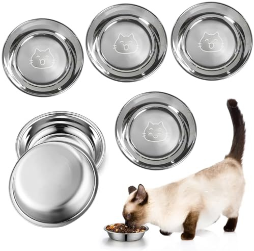 6 Pièces Gamelles pour Chats en Acier Inox, 16 cm Bols pour Chaton en Métal
