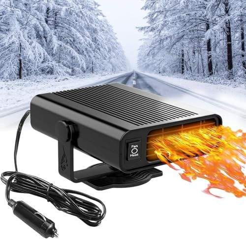 Car Heater, 12V Car Heaters for Vehicle, 150W, Car Heater that Plug in Cigarette Lighter, 2 in 1 Fast Heating Defrost Defogger