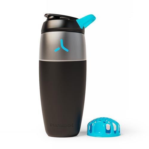 Promixx Pursuit Stainless Steel Shaker Bottle - 32oz Lightweight Metal Protein Mixer with Snap-Fit Agitator for Smooth Shakes - Leak-Proof Gym Shaker Cup for Fitness & Travel - Black