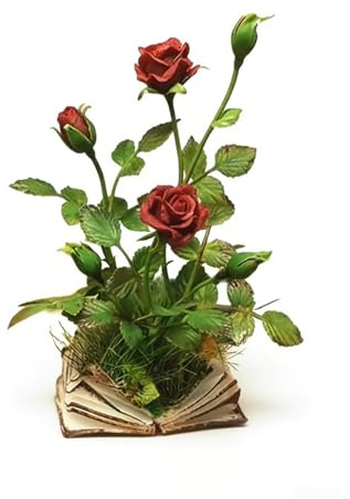 Huo Er Zhi Xing Miniature Rose Growing from Book Whimsical Book Blooming Mini Rose,Unique and Novel Suitable for Home and Office Decoration This Ideal Gift for Your Girlfriend Mother Or Wife