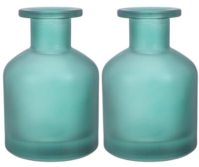 SHINEOFI 2 Piezas Botella Difusora de Aroma de Vidrio Verde Cilíndrica de 130ml para Sala y Coche, Recargable Uso Versátil Diseño Elegante y Moderno