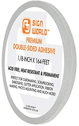 AJ Sign World Best 1/8 Ultra-Thin Permanent Double-Sided Tape for Arts, Crafts, Photography, Scrapbooking, Tear-by-Hand, Paper Backing (1/8-inch by 164-feet)