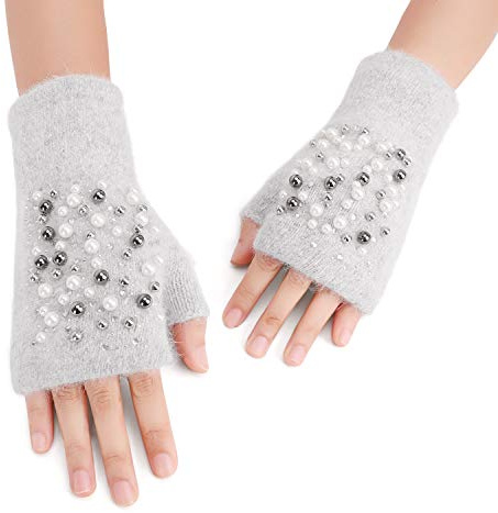 JINTN Kinder Halbfinger Handschuhe mit Flip Top Fausthandschuhe Strickhandschuhe Fünf Finger Fäustlinge Winterhandschuhe Gestrickte Fahrradhandschuhe