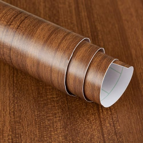 JSEVEM Papel de Contacto de Madera de Nogal para Muebles Resistente al Agua Autoadhesivo para decoración de Dormitorio Sala de Estar Cuarto de baño Cocina o encimera 40cm×5m
