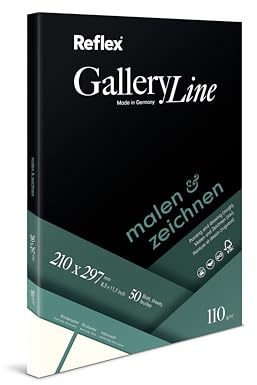 Schoellershammer Mal- und Zeichenpapier Nr.4 Block A4 | 110 g/m² | 50 Blatt | Raue Oberfläche, Filzmarkierung, Recycelbar – Ölpastell, Kohle, Farbstifte und Graphit