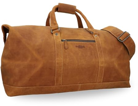 Gusti Weekender Herren Leder Reisetasche Fernando – Echtleder groß Duffle Bag 52 L mit Schultergurt, wasserabweisendem Innenfutter – Vintage Ledertasche für Reise