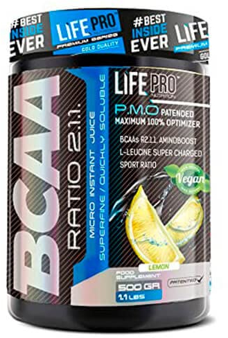 Life Pro BCAA 2.1.1 500g | Aminoácidos Ramificados ratio 2.1.1 | Evita el catabolismo | Mejoran y Aceleran la Recuperación