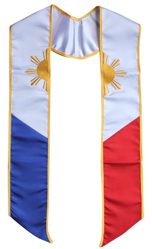 Philippines Embroidered Graduation Flag Stole Sash Scarf Filipino Heritage Grad-with correct color placement